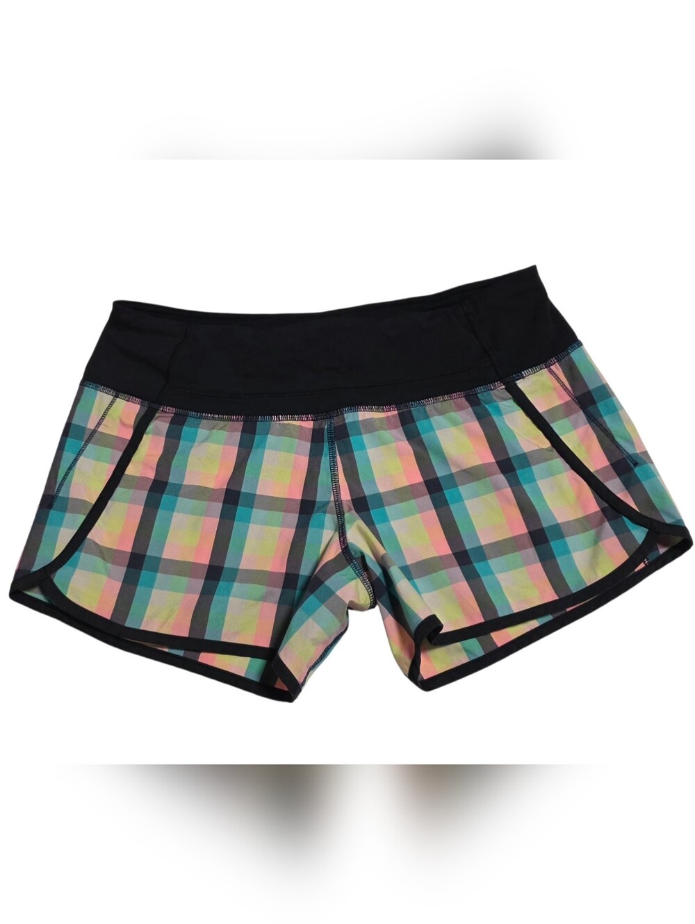 Lululemon Run Times Shorts Wee Wheezy Plaid Checkered Colorful Size 6